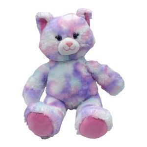 Build A Bear Plush Pastel Swirl Tie-dye Kitty Cat Pink Purple Blue Watercolor
